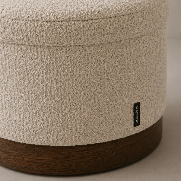 Cardo Ottoman | Boucle Storage Ottoman with Wood Base