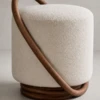 Carolina Ottoman – Boucle Pouf with Wood Handle