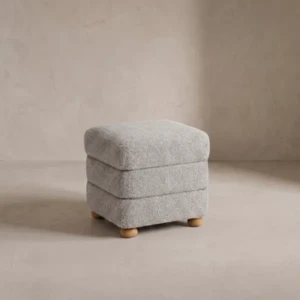 Cielo Ottoman | Tiered Grey Boucle Accent Seat