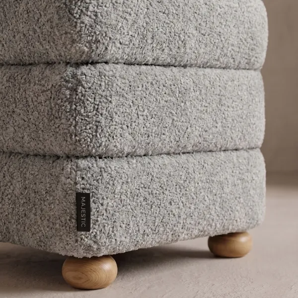 Cielo Ottoman | Tiered Grey Boucle Accent Seat