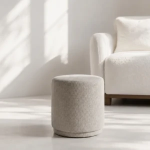 Cortina Ottoman | Linen Cylinder Ottoman for Modern Interiors
