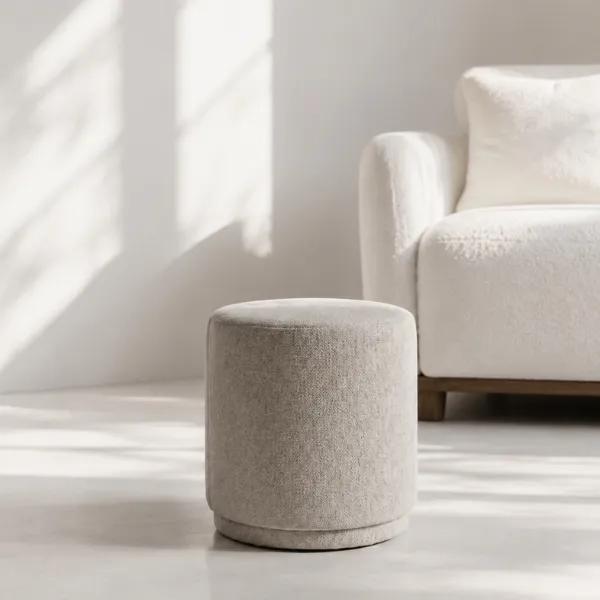 Cortina Ottoman | Linen Cylinder Ottoman for Modern Interiors