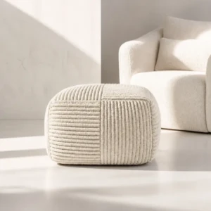 Eloisa Ottoman – Handcrafted Woven Rope Accent for Coastal Modern Interiors | Majestic Home