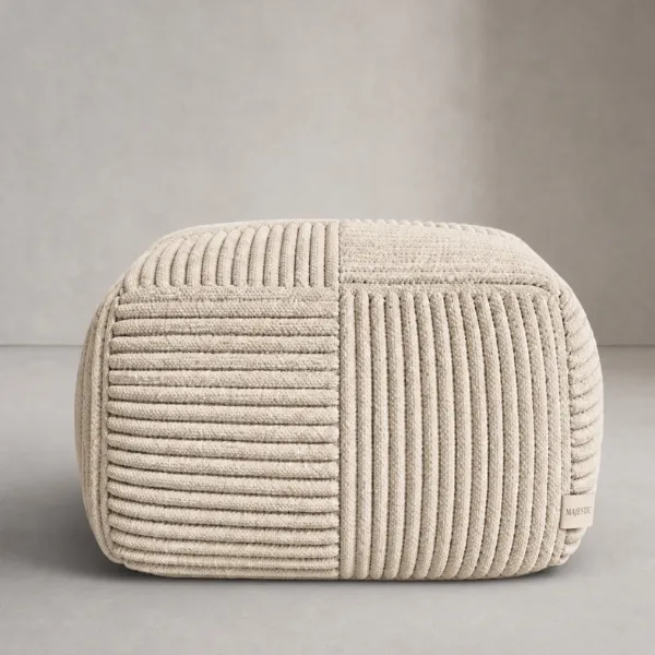 Eloisa Ottoman – Handcrafted Woven Rope Accent for Coastal Modern Interiors | Majestic Home