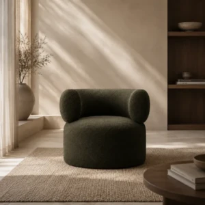 Luxury green boucle arm chair in UAE