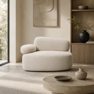 Fiyona Armchair – Cream Sculptural Accent Chair | Majestic Home