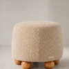 Frina Ottoman – Round Woven Footstool with Wood Legs