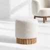 Grazia Ottoman | Round Boucle Ottoman with Wood Slats