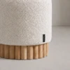 Grazia Ottoman | Round Boucle Ottoman with Wood Slats
