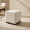 Lavina Ottoman | Boucle Cube Ottoman with Wood Base