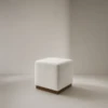 Lavina Ottoman | Boucle Cube Ottoman with Wood Base