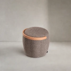 Lidia Ottoman – Woven Sculptural Wood Handle Stool