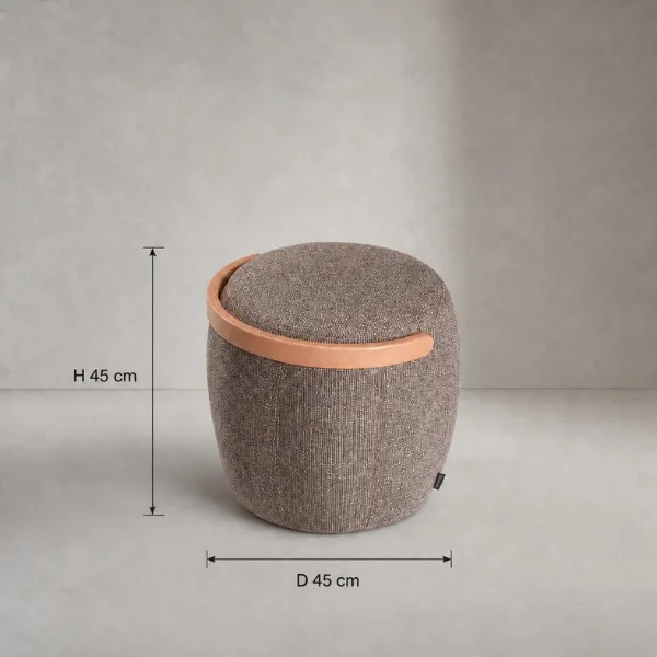 Lidia Ottoman – Woven Sculptural Wood Handle Stool