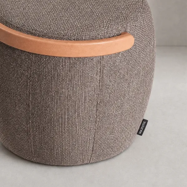 Lidia Ottoman – Woven Sculptural Wood Handle Stool