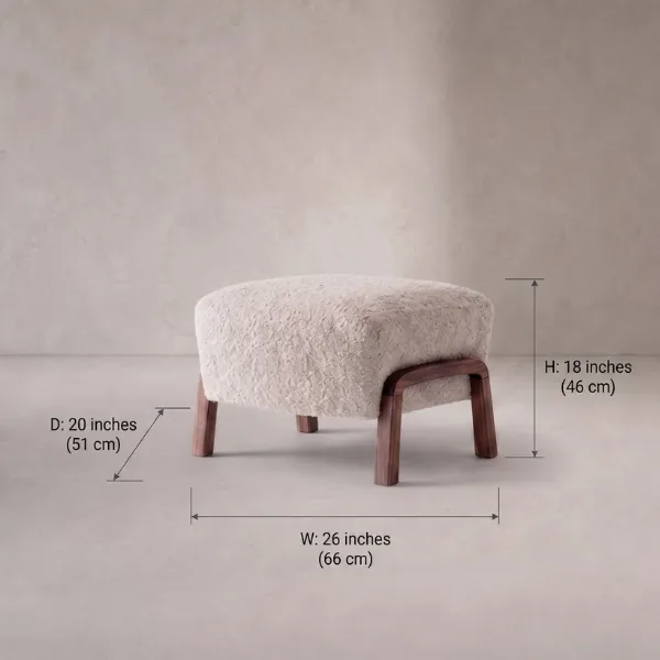 Lino Ottoman | Round Boucle Ottoman with Angled Legs