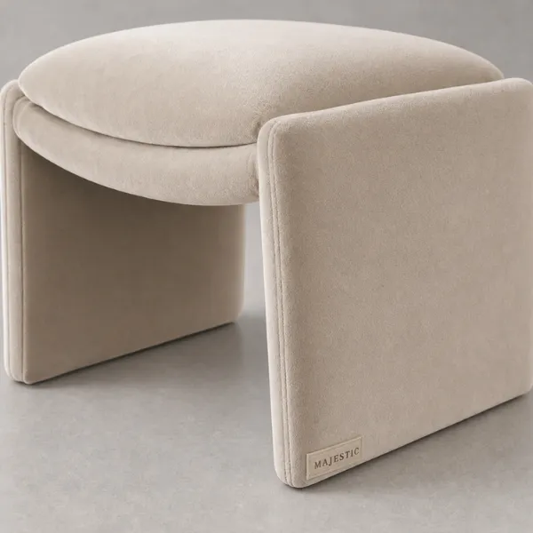 Lisa Ottoman – Boucle Panel-Leg Accent Stool | Majestic Home