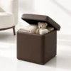 Sleek Lomina Ottoman – Leather Cube Stool
