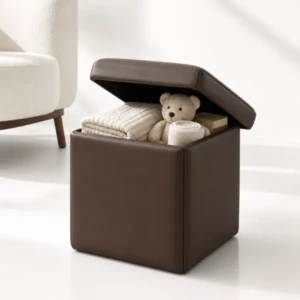 Sleek Lomina Ottoman – Leather Cube Stool