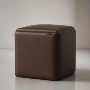 Sleek Lomina Ottoman – Leather Cube Stool