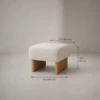 Nuvola Ottoman | Square Boucle Ottoman with Wood Legs