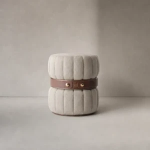 Rita Ottoman – Channel-Tufted Leather Belt Pouf