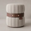 Rita Ottoman – Channel-Tufted Leather Belt Pouf