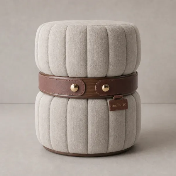 Rita Ottoman – Channel-Tufted Leather Belt Pouf