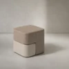 Stunning Solena Ottoman – Fabric & Leather Cube Stool