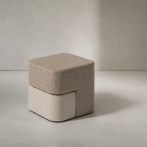 Stunning Solena Ottoman – Fabric & Leather Cube Stool
