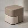 Stunning Solena Ottoman – Fabric & Leather Cube Stool