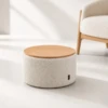Spazio Ottoman | Boucle Storage Ottoman with Wood Lid
