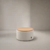Spazio Ottoman | Boucle Storage Ottoman with Wood Lid