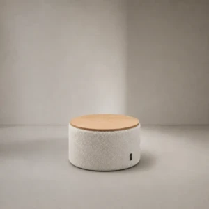 Spazio Ottoman | Boucle Storage Ottoman with Wood Lid