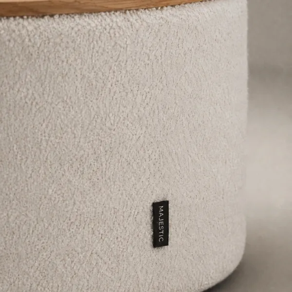 Spazio Ottoman | Boucle Storage Ottoman with Wood Lid
