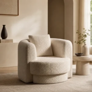 luxury beige boucle arm chair in UAE