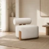 Valena Armchair – Modern Cream Boucle Accent Chair | Majestic Home