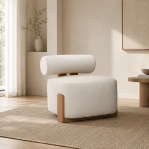 Valena Armchair – Modern Cream Boucle Accent Chair | Majestic Home