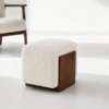 Velona Ottoman | Boucle Cube Ottoman with Wood Panel