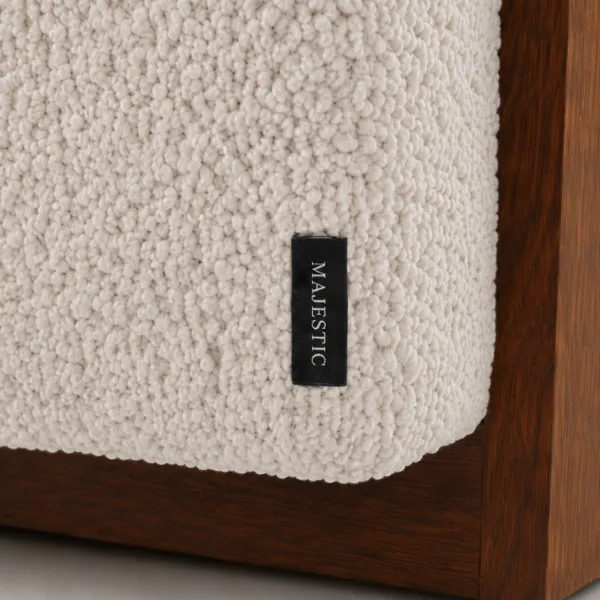 Velona Ottoman | Boucle Cube Ottoman with Wood Panel