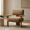 Zelia Armchair – Modern Beige Boucle Accent Chair | Majestic Home