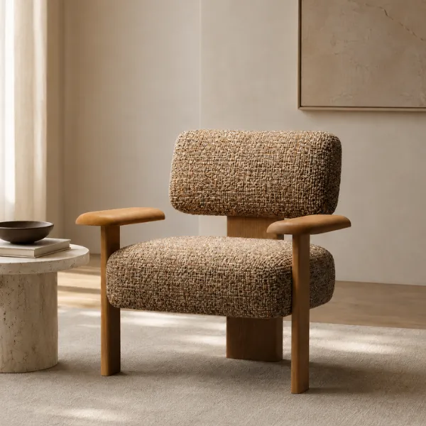 modern wood & fabric arm chair