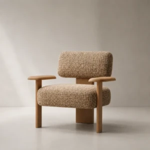 Modern wood & fabric arm chair
