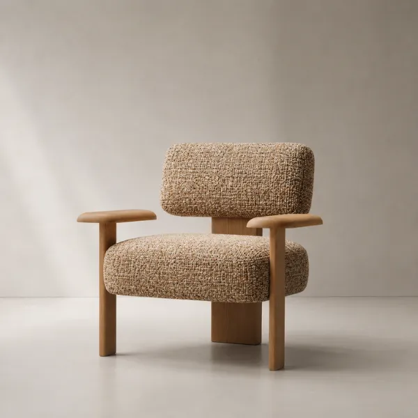 Modern wood & fabric arm chair