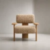 Modern wood & fabric arm chair