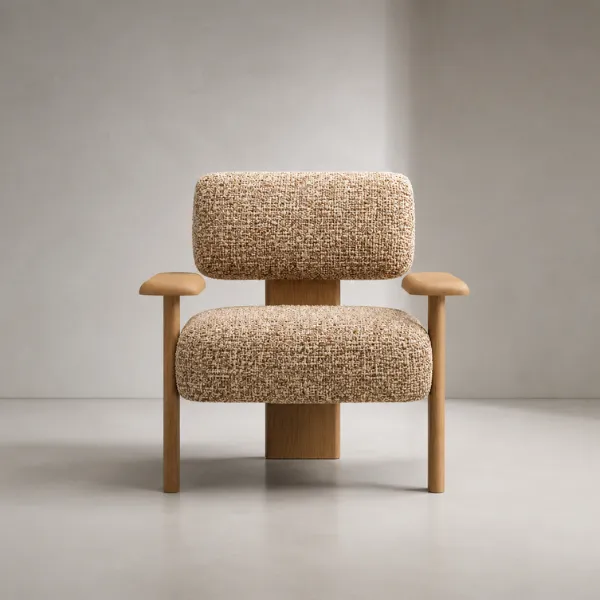 Modern wood & fabric arm chair