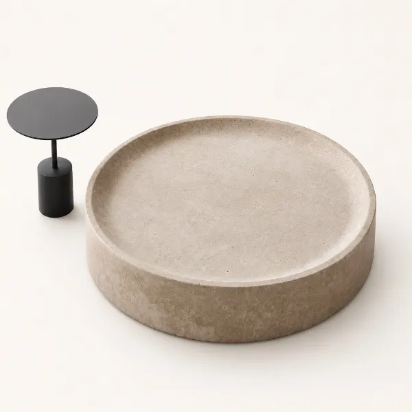 Buy Ovalina Coffee Table UAE | Luxury Tray-Edge Stone Surface