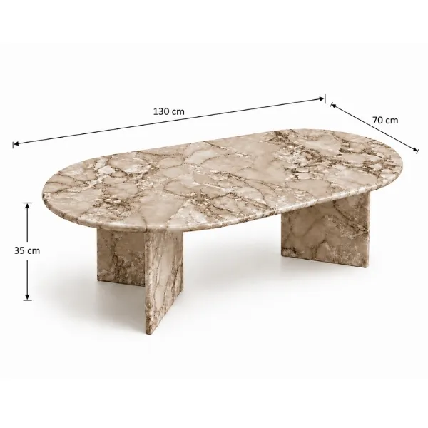 Savona Coffee Table UAE – Sculptural Oval Artificial Marble Centrepiece | Majestic Home