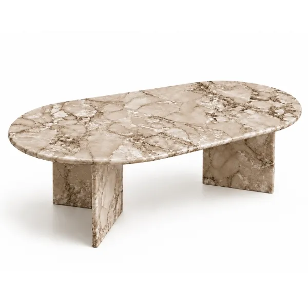Savona Coffee Table UAE – Sculptural Oval Artificial Marble Centrepiece | Majestic Home