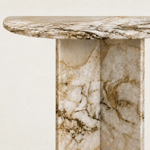 Verona Console Table UAE – Sculptural Artificial Marble Accent for Luxury Interiors | Majestic Home