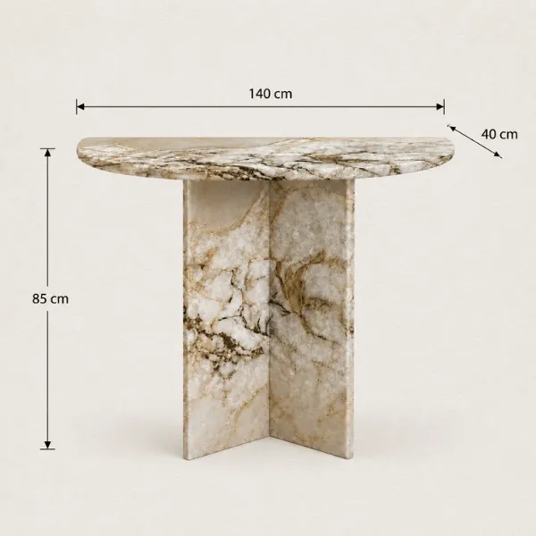 Verona Console Table UAE – Sculptural Artificial Marble Accent for Luxury Interiors | Majestic Home